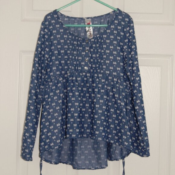 NWOT Beautees Girls Size L, Summer Dress, Blue with White Bowties & Hear… - Picture 1 of 14